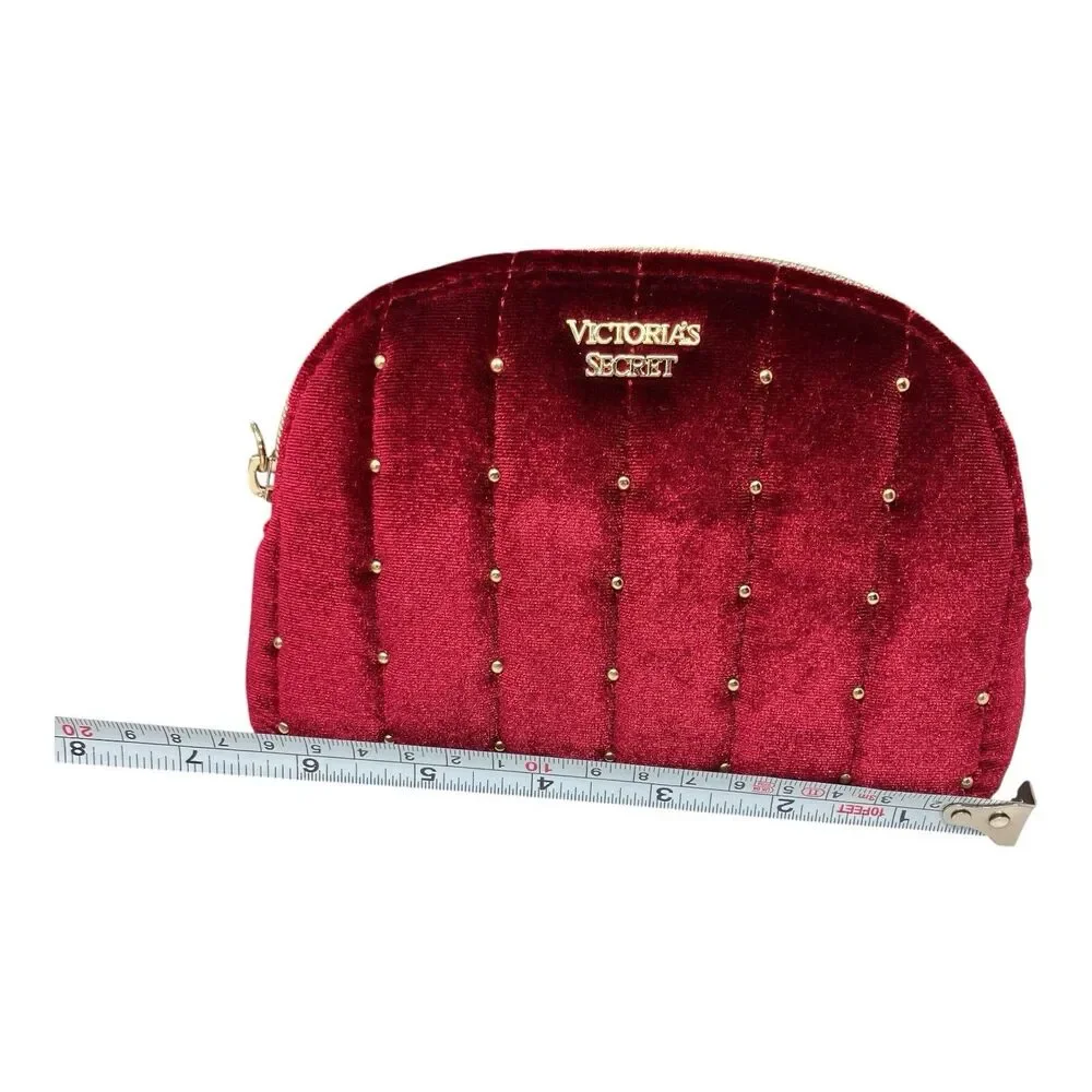 Victorias Secret Makeup Bag Set Velvet Cosmetic Pouches Clear Travel Case Glam